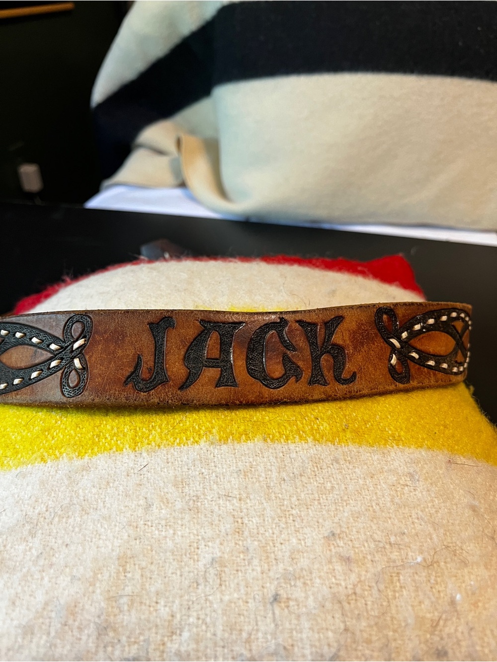 Vintage Personalized Brown Leather belt Name - "JACK" - Picture 1 of 15